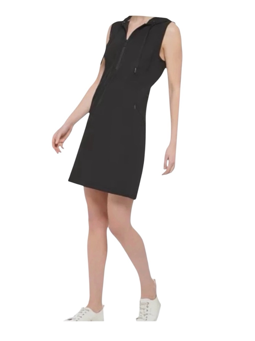 NEW Calvin Klein Black Shift Performance Women's Hooded Midi Dress size XL